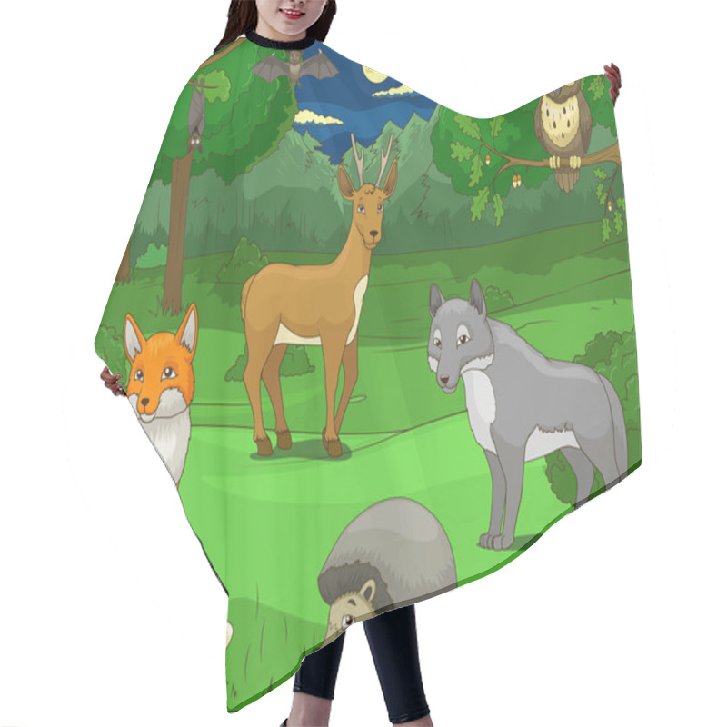 Personality  Forest With Cartoon Animals Educational Game Hair Cutting Cape