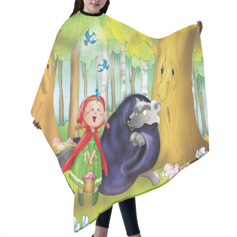 Personality  Red Riding Hood, Big Wolf And Little Birds Hair Cutting Cape