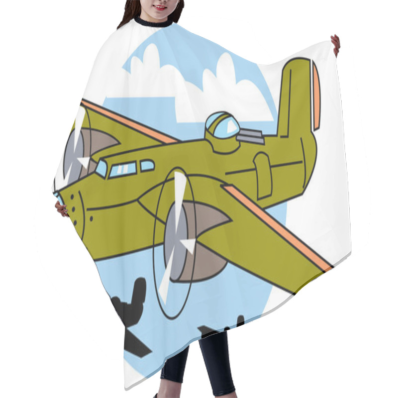 Personality  Green Bomber Plane Flying Near Other Planes Hair Cutting Cape