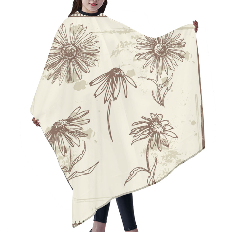 Personality  Hand Drawn Sketch Of  Daisies Hair Cutting Cape