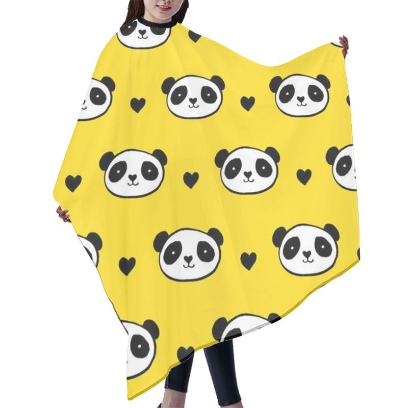 Personality  Cute Panda Bear Seamless Pattern Hair Cutting Cape