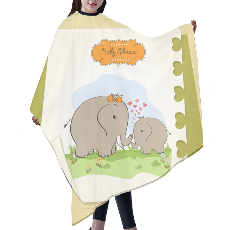 Personality  Baby Shower Card With Baby Elephant And His Mother Hair Cutting Cape