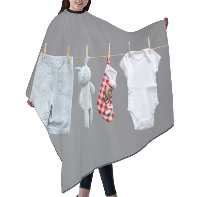 Personality  Baby Boy Clothes With Santa Bags On The Clothesline Hair Cutting Cape