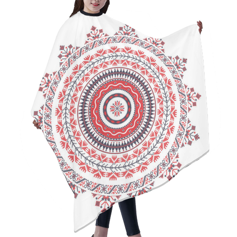 Personality  Traditional Romanian Round Decorative Element, Vector Template  Hair Cutting Cape