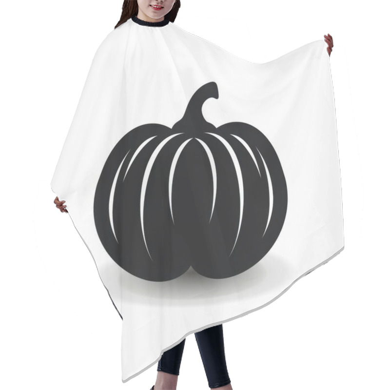 Personality  A Stylized Black Silhouette Of A Pumpkin With Distinctive Ribbed Features, Perfect For Seasonal Themes. Hair Cutting Cape