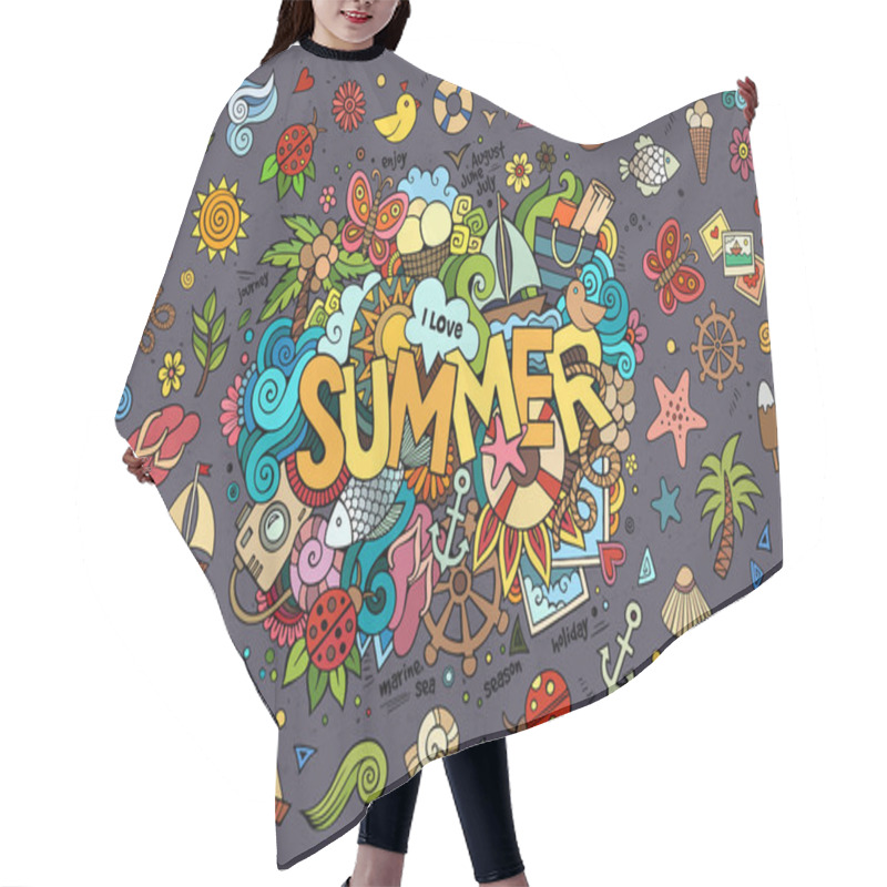 Personality  Summer Hand Lettering And Doodles Elements Hair Cutting Cape