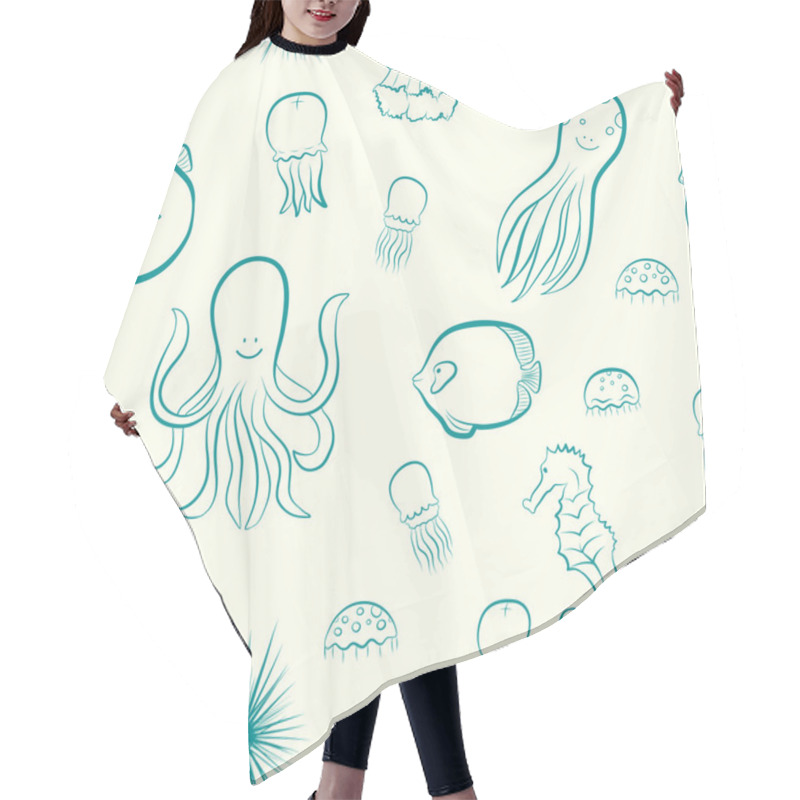 Personality  Sea Pattern. Hair Cutting Cape