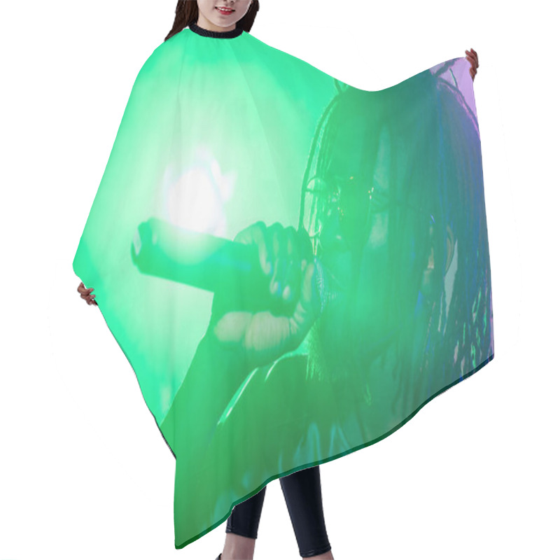 Personality  DJ With Microphone Hair Cutting Cape