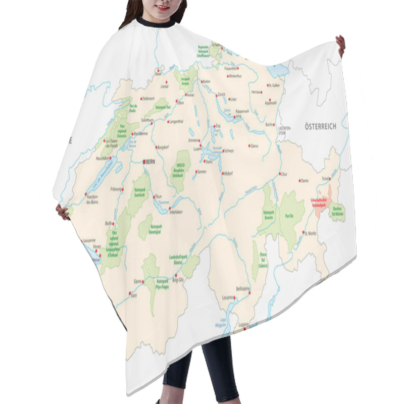 Personality  Map Of Swiss National And Nature Parks Hair Cutting Cape