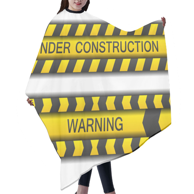 Personality  Two Warning Tapes - Under Construction And Warning With Shadow Hair Cutting Cape