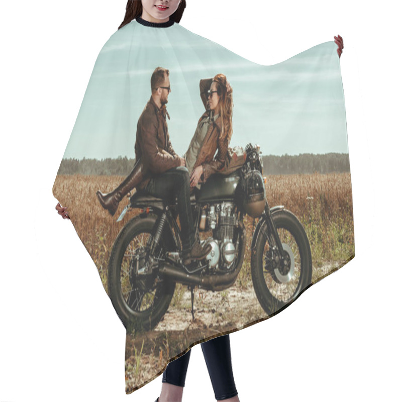 Personality  Couple And Cafe Racer Motorcycle Hair Cutting Cape