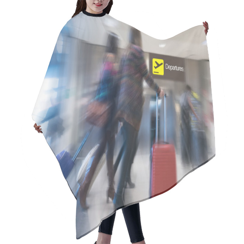 Personality  Airline Passengers In An Airport Hair Cutting Cape