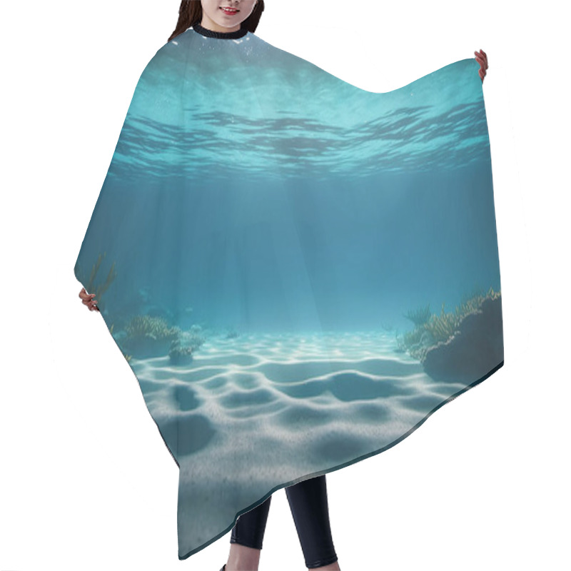 Personality  Underwater Sea - Deep Abyss With Blue Sun Light. 3D Illustration Concept Hair Cutting Cape