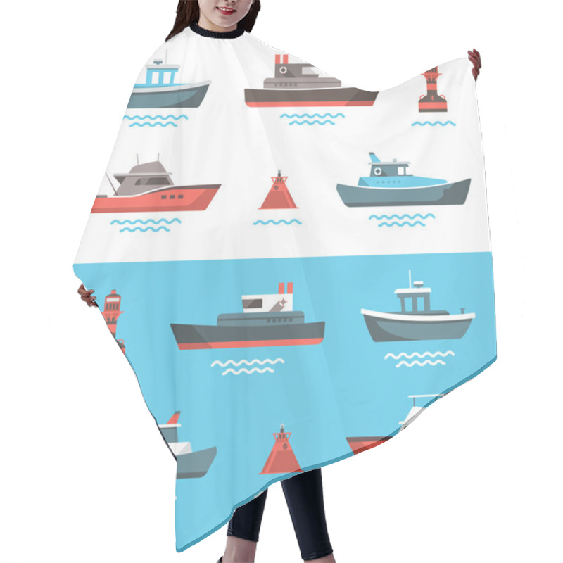 Personality  Vector Illustration Of Boats Hair Cutting Cape