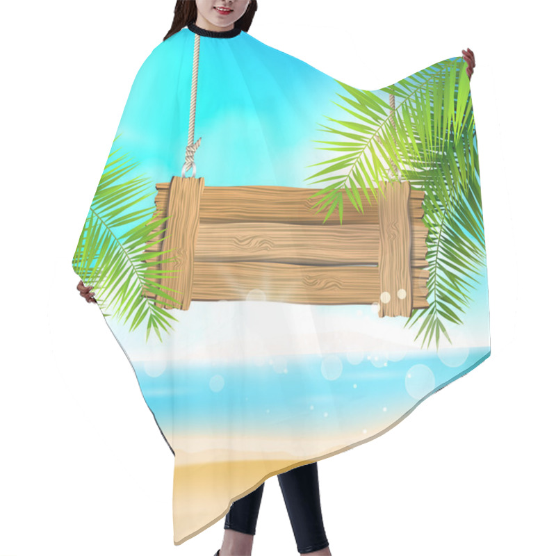 Personality  Summer Beach Background Hair Cutting Cape