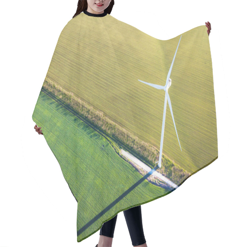 Personality  Wind Power Station On The Field. Concept And Idea Of Alternative Energy Development Hair Cutting Cape