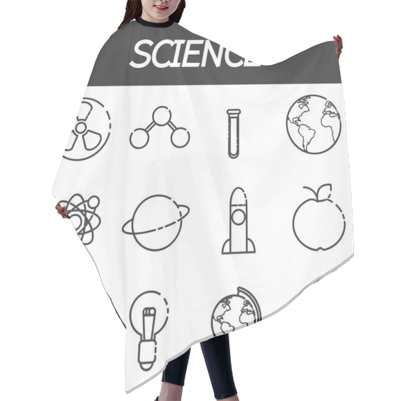 Personality  Science Icons Set Hair Cutting Cape