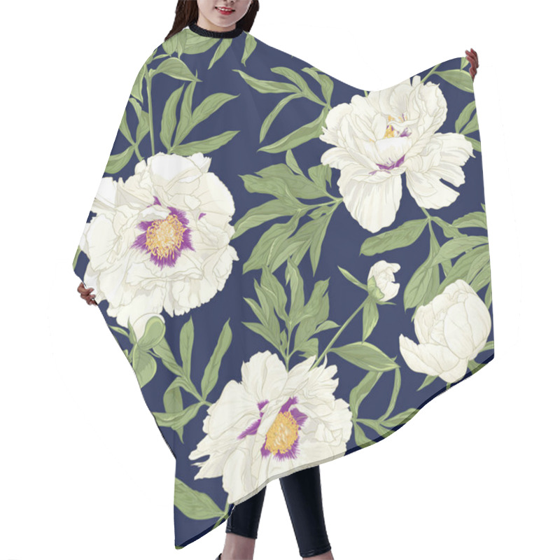 Personality  Peony Flower. Seamless Pattern, Background.  Hair Cutting Cape