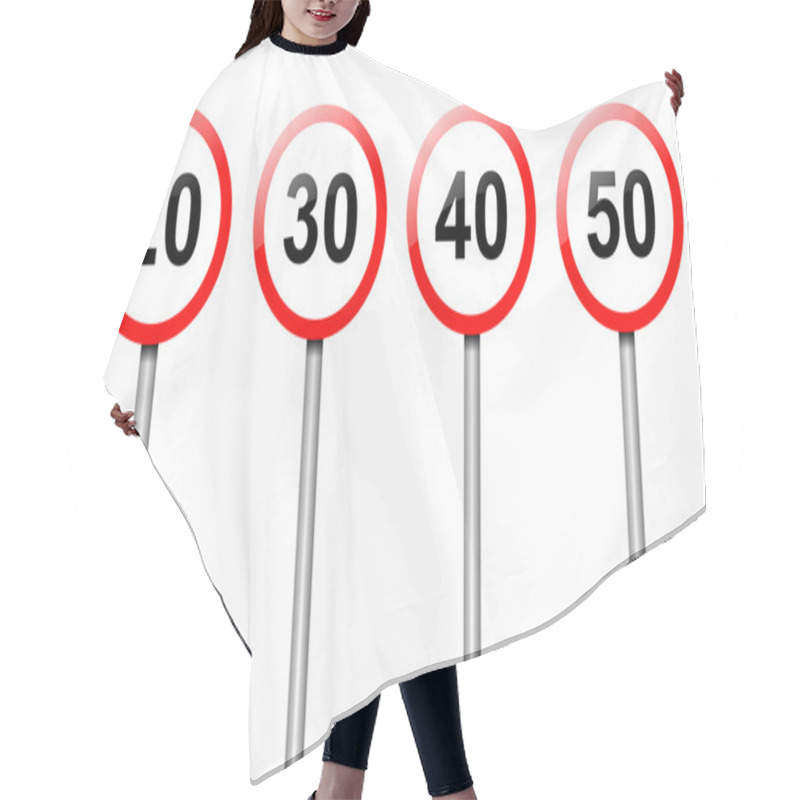 Personality  Speed Limit Signs. Hair Cutting Cape