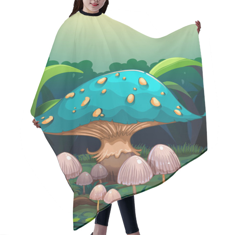 Personality  A Giant Mushroom Surrounded With Small Mushrooms Hair Cutting Cape