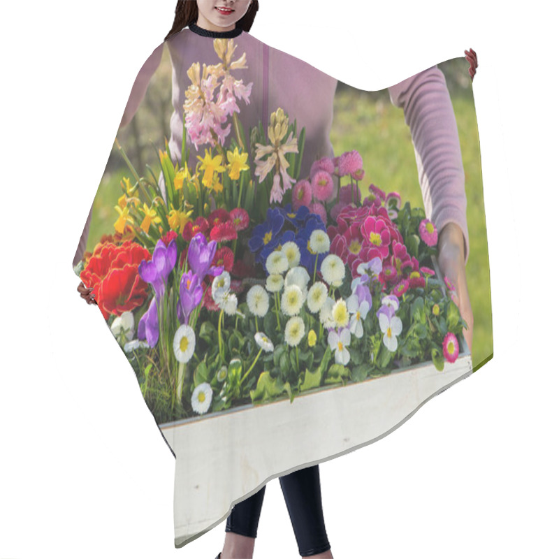 Personality  Spring Flowers In Wooden Box Hair Cutting Cape