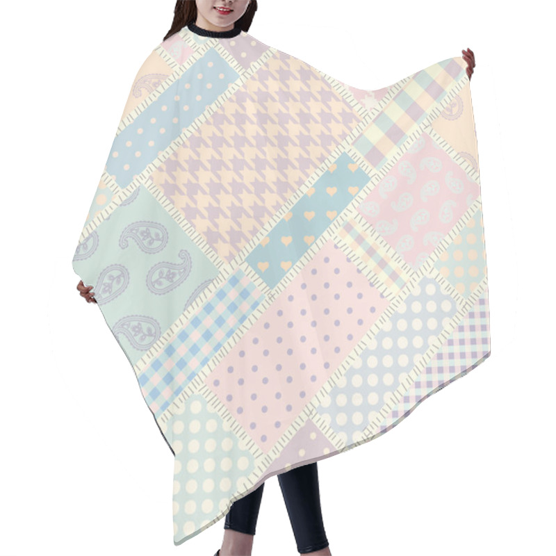 Personality  Patchwork Textile Pattern. Seamless Quilting Design Background. Hair Cutting Cape