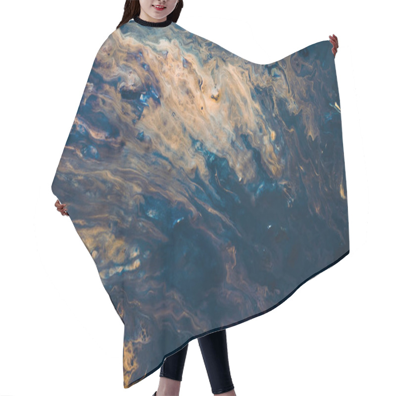 Personality  Abstract Yellow Blue Paint Marbling Art Background Hair Cutting Cape