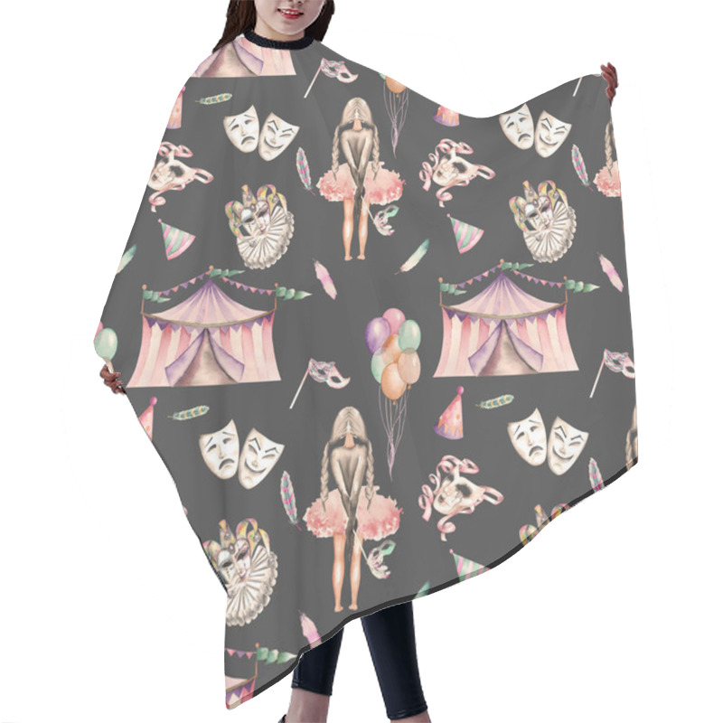 Personality  Seamless Pattern With Circus And Masquerade Elements Hair Cutting Cape