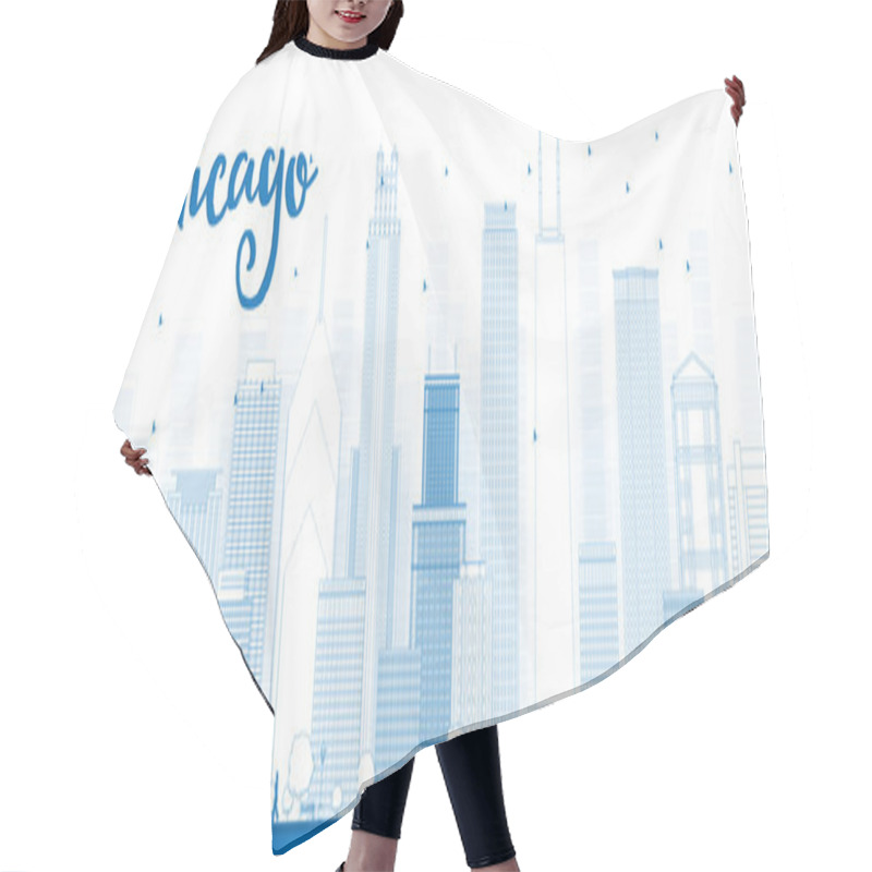 Personality  Outline Chicago City Skyline With Blue Skyscrapers Hair Cutting Cape