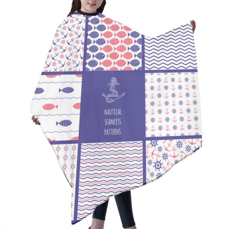 Personality  Set Of Eamless Nautical Patterns Hair Cutting Cape