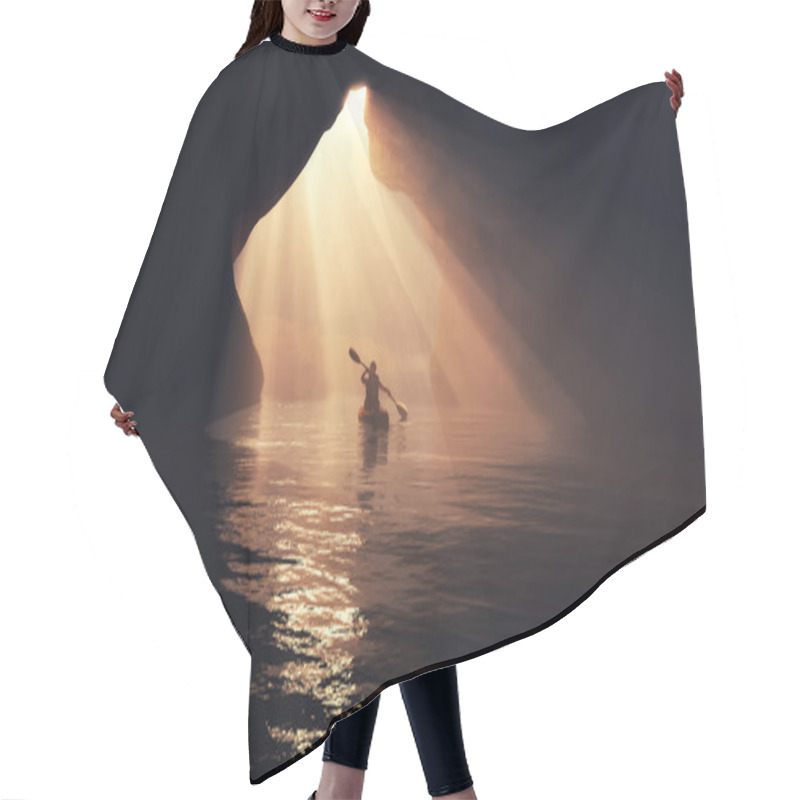 Personality  Kayaker Afloating To The Cave. Hair Cutting Cape