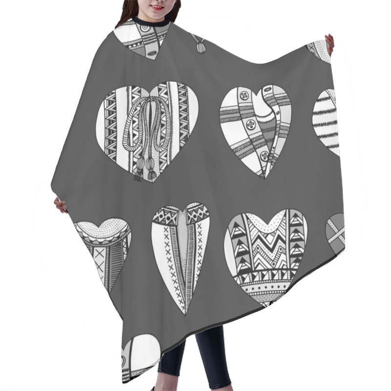 Personality  Background Hand Drawn Hearts Hair Cutting Cape