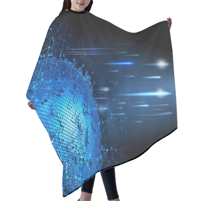 Personality  3D Rendering Of Abstract Digital Technology Background Hair Cutting Cape