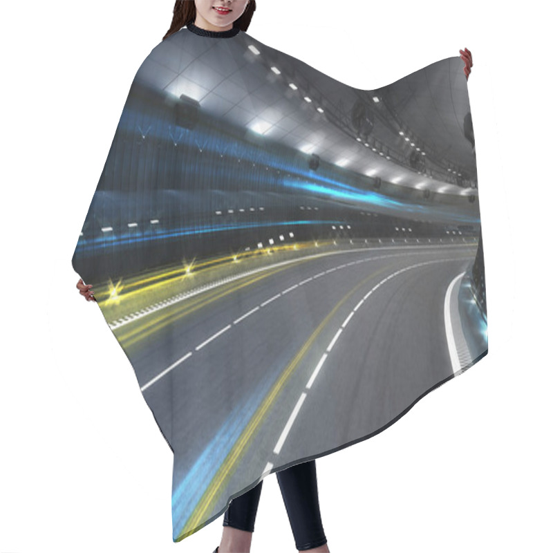 Personality  Empty Highway Tunnel With Spotlights And Light Fibers Hair Cutting Cape