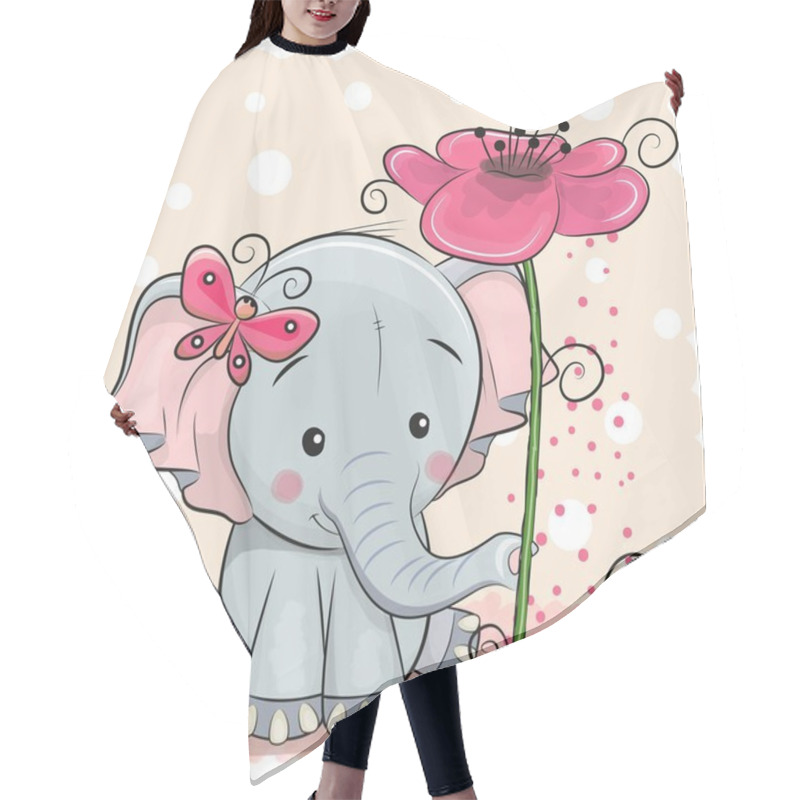 Personality  Greeting Card Elephant With Flower Hair Cutting Cape