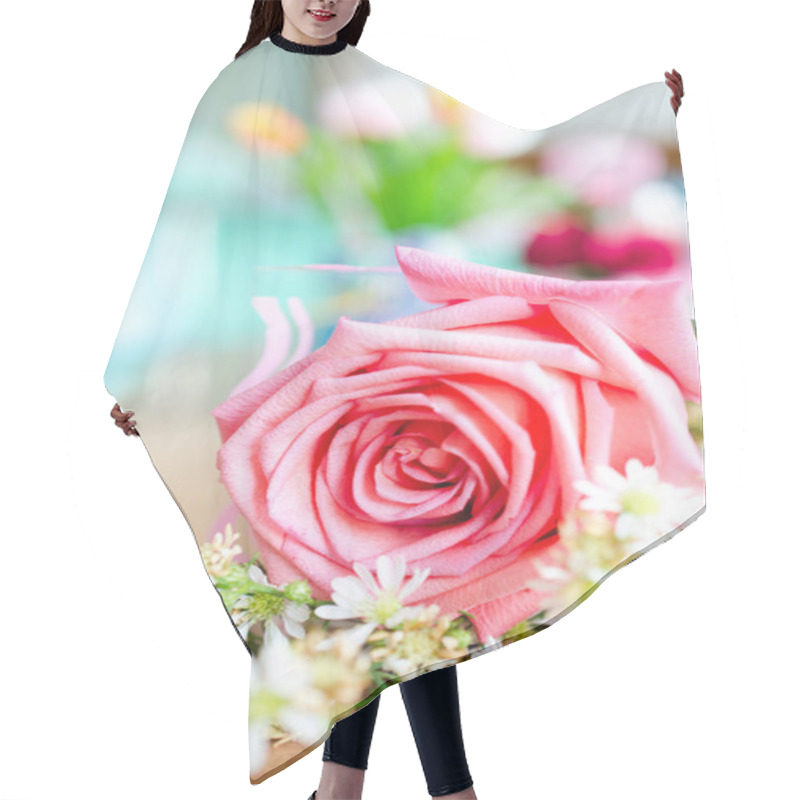 Personality  Roses Flowers And Petals Background. Hair Cutting Cape