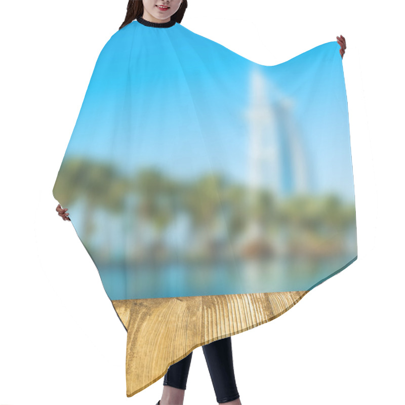 Personality  DUBAI, UAE - Luxury Hotel Burj Al Arab Blurred Hair Cutting Cape