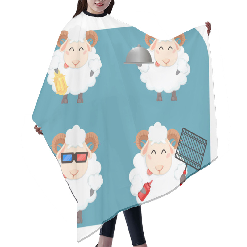 Personality  Eid Al Adha Mubarak Greeting Card With Funny Ram Hair Cutting Cape