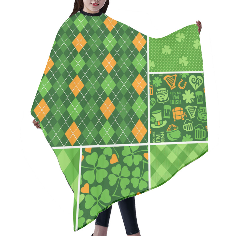 Personality  Set Of St. Patrick's Day Seamless Patterns Hair Cutting Cape