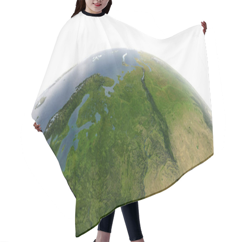 Personality  Detailed Earth On White Background. European Part Of Russia Hair Cutting Cape