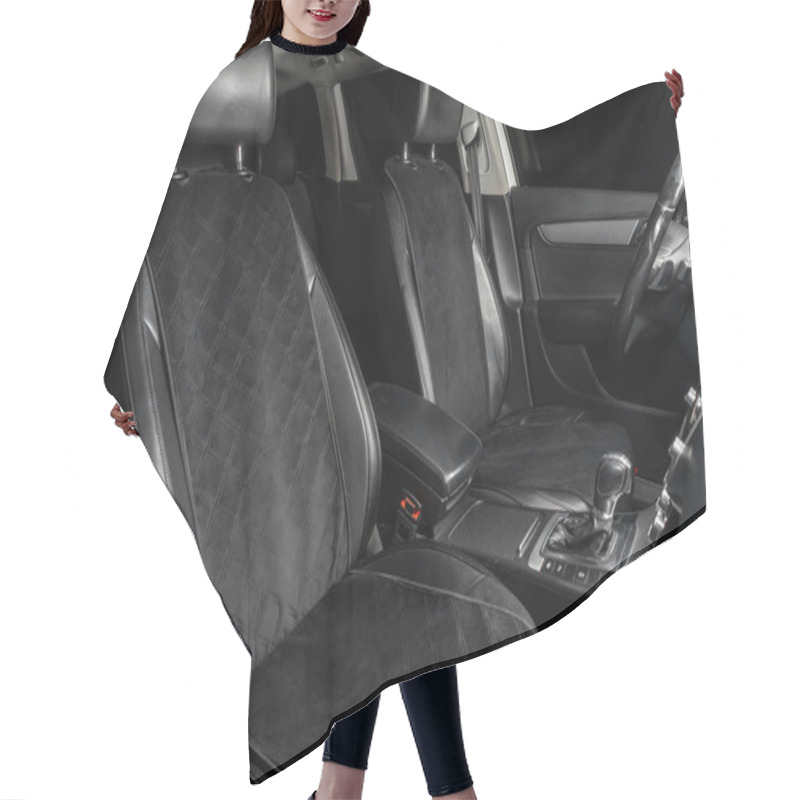 Personality  Fabric Seat Cover In A Car In A Black Interior Hair Cutting Cape