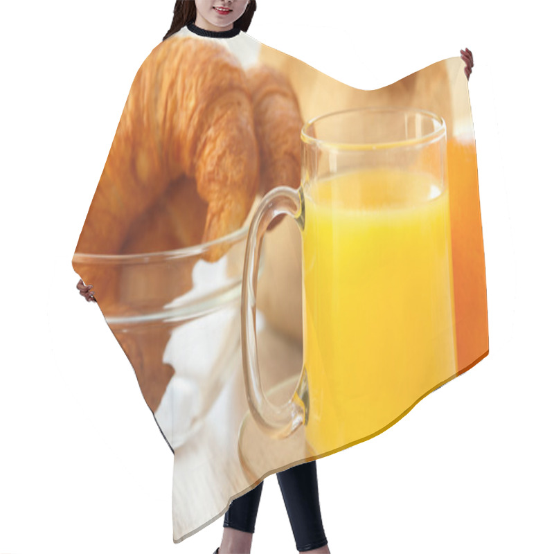 Personality  Healthy Orange Juice And Croissants Hair Cutting Cape