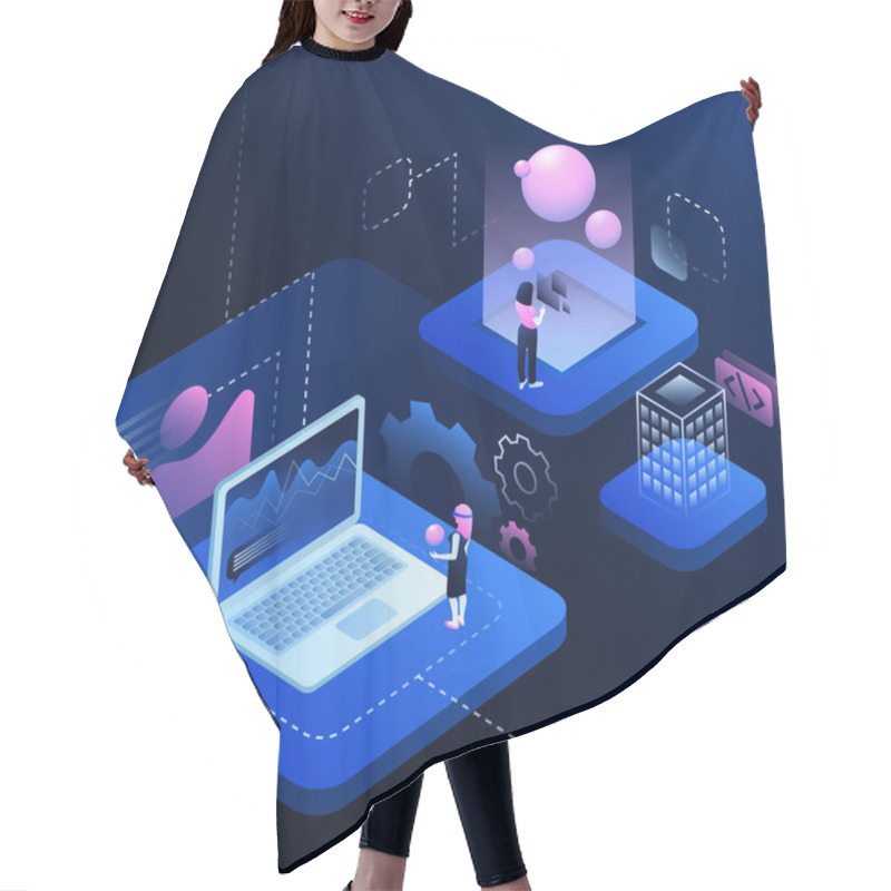 Personality  Explore Development Illustration. Research Metaverse. Vector Illustration Hair Cutting Cape