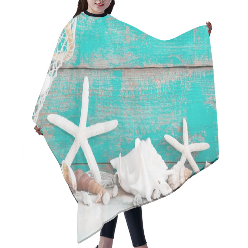 Personality  Starfish And Seashells With Fishing Net Hair Cutting Cape