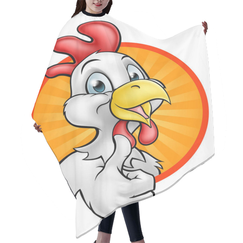 Personality  A Chicken Rooster Cartoon Character Giving A Thumbs Up Hair Cutting Cape