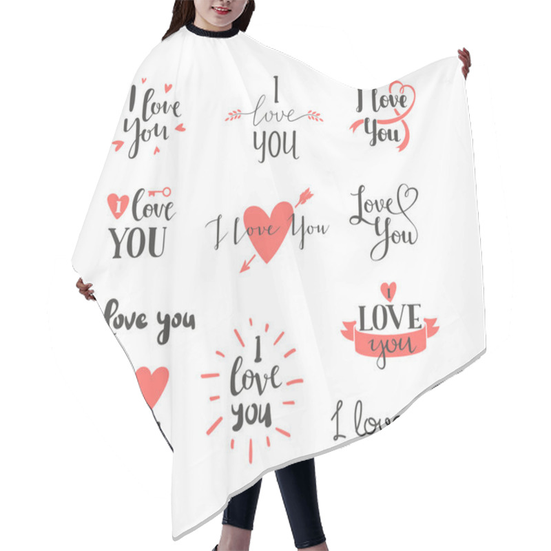 Personality  I Love You Vector Text Hair Cutting Cape