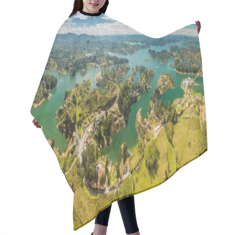 Personality  Aerial View Of Guatape (Penol) Reservoir Hair Cutting Cape