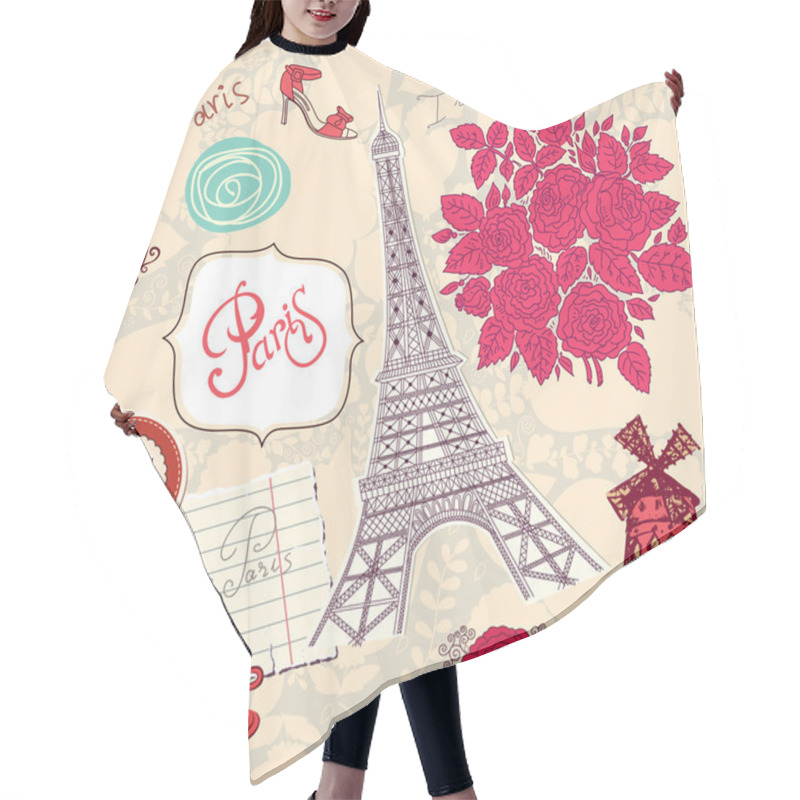 Personality  Vector Set Of Paris Symbols. Vector Pattern Hair Cutting Cape