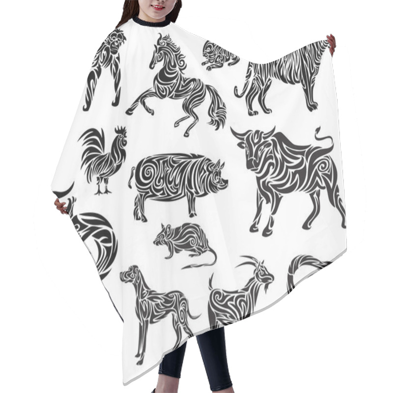 Personality  Stylizaed Chinese Zodiac Hair Cutting Cape