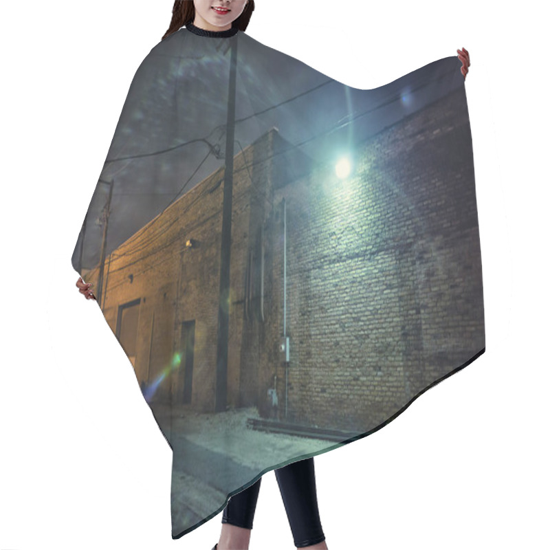 Personality  Dark And Eerie Industrial Urban City Street At Night In Chicago Hair Cutting Cape